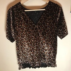 MADEWELL Floral Velvet top NEW, sz XS